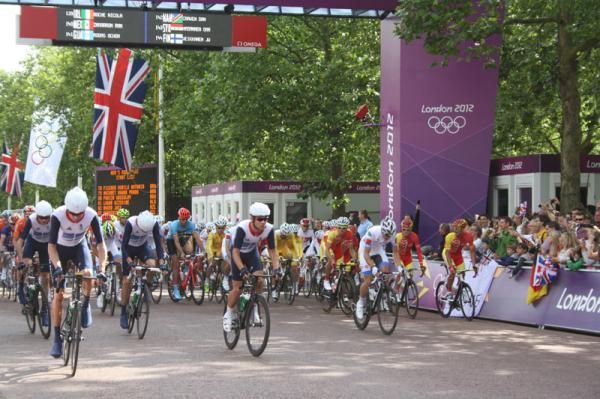 Mark Cavendish leads the field off the line