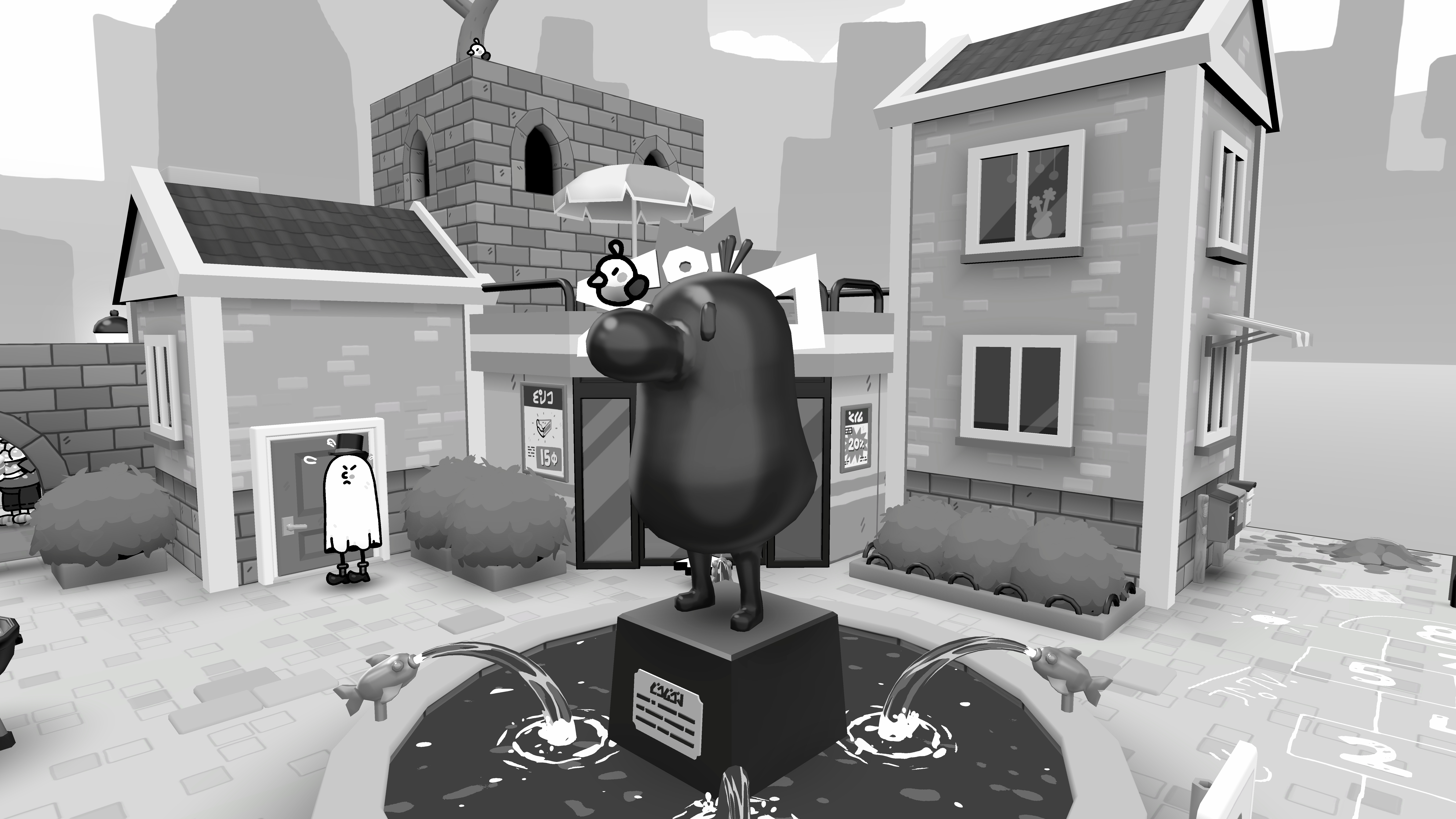Toem 2; a black and white pixel art game