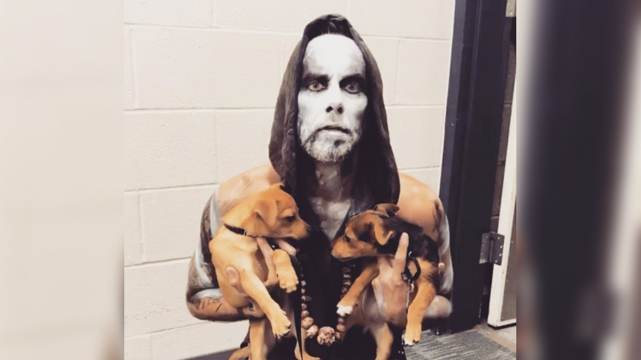 Nergal from Behemoth with puppies