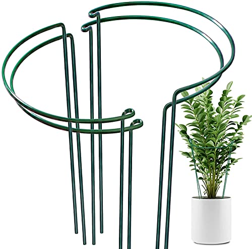 Oahao 4 Pack Plant Support Stakes Ring Cage,metal Half Round Plant Ring 21&amp;times;35cm Large Peony Cages and Supports for Outdoor Plants, Tomato,vegetable, Hydrangea,rose,flowers Vine