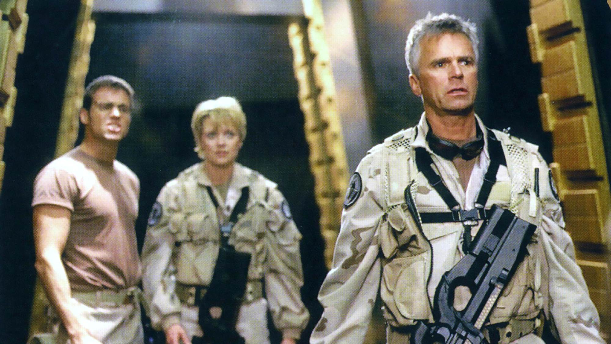 Von links: Michael Shanks, Amanda Tapping, Richard Dean Anderson in Stargate SG-1