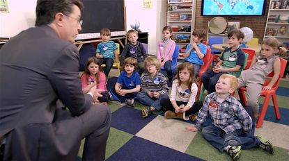 Stephen Colbert talks with first-graders about the presidential race