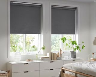 Ikea smart blinds bedroom shot