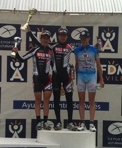 The elite men's podium in Aviles