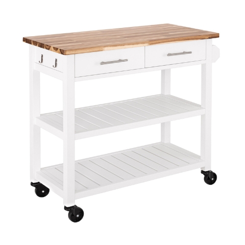 Williams Sonoma, Seville Classics Acacia Top Kitchen Cart