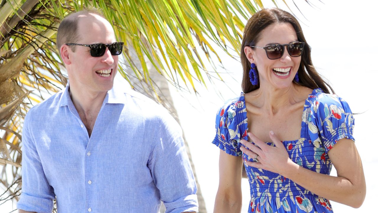 Catherine, Duchess of Cambridge and Prince William, Duke of Cambridge on the Beach after a Garifuna Festival on the second day of a Platinum Jubilee Royal Tour of the Caribbean on March 20, 2022 in Hopkins, Belize.