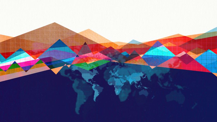 An abstract map of the world overlaid with colorful geometric shapes, to represent the fractured regulatory landscape businesses face in 2025.