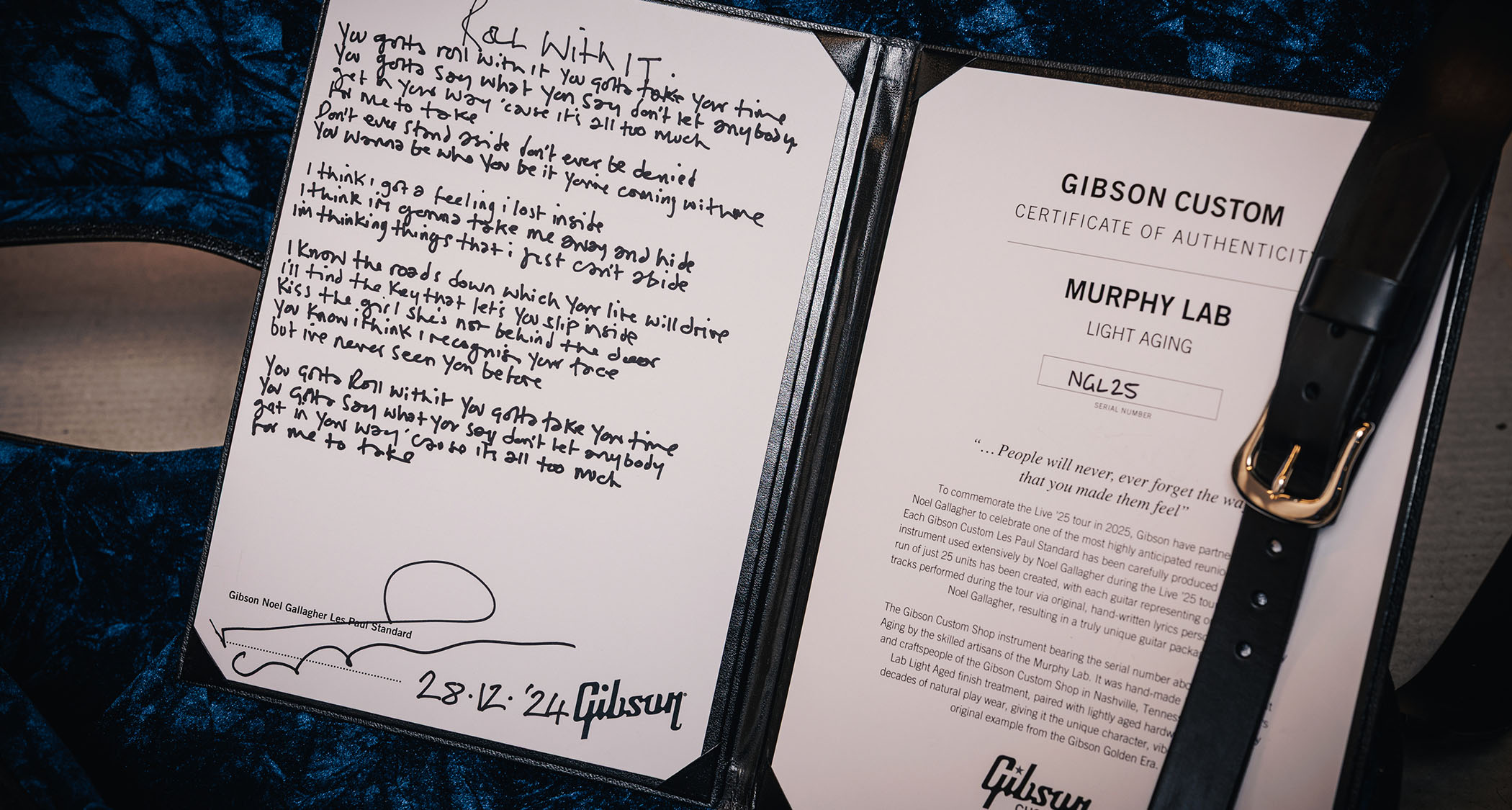 “The most talked-about guitar of the summer is coming to the Gibson Garage London”: P-90s, Light Aging from the Murphy Lab, handwritten Oasis lyrics… The Gibson Custom Noel Gallagher Les Paul Standard has been unveiled and is here photographed in the Gibson Garage, with a variety of close-ups to show every detail.