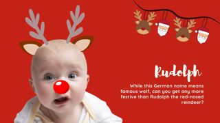 Baby with a red nose and antlers on