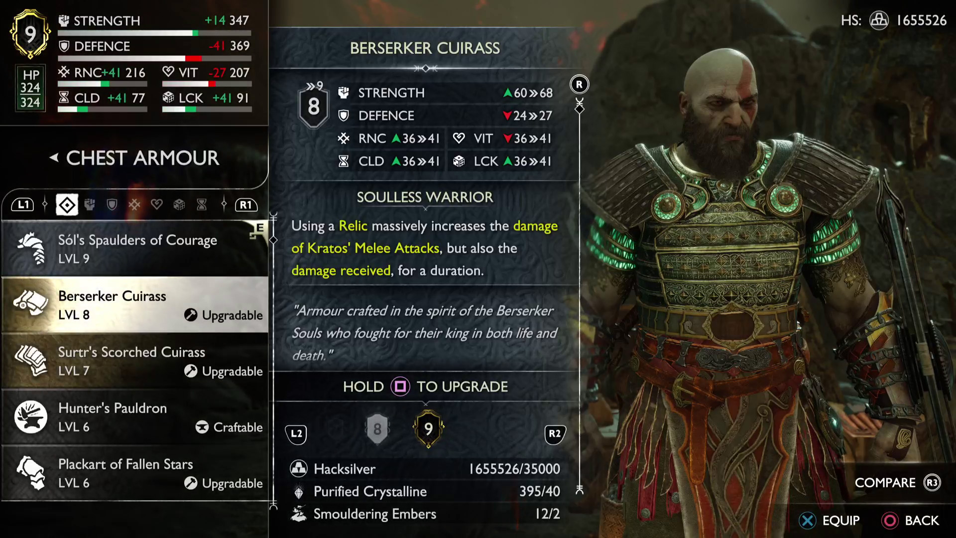 God of War Ragnarok Berserker armour upgrading