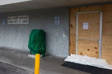 Florida post office boarded up for Hurricane Idalia