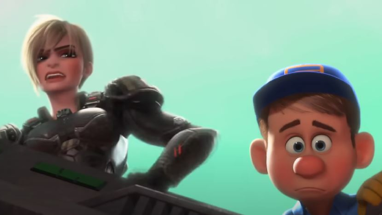 Felix and Sergeant Calhoun in Wreck-It-Ralph.