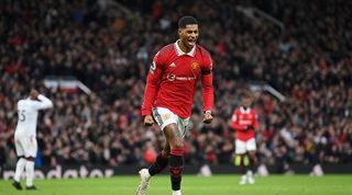 Marcus Rashford celebrating for Manchester United