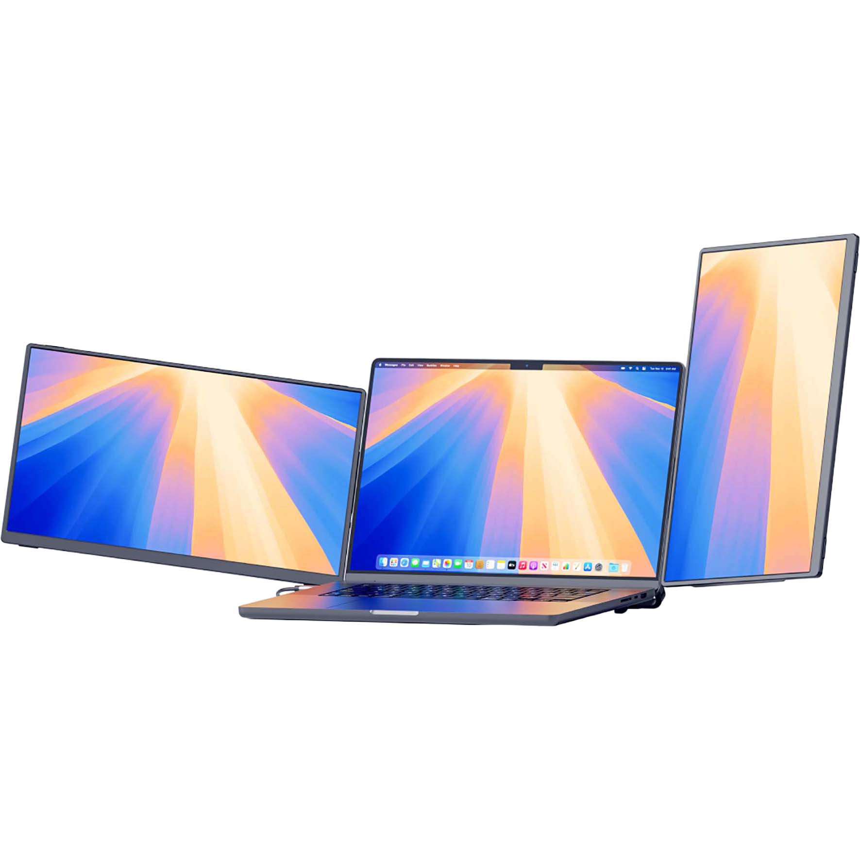 JSAUX FlipGo Horizon with one screen in landscape orientation and the other in portrait. 