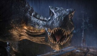 Jurassic World: Fallen Kingdom the Indoraptor glares at the camera