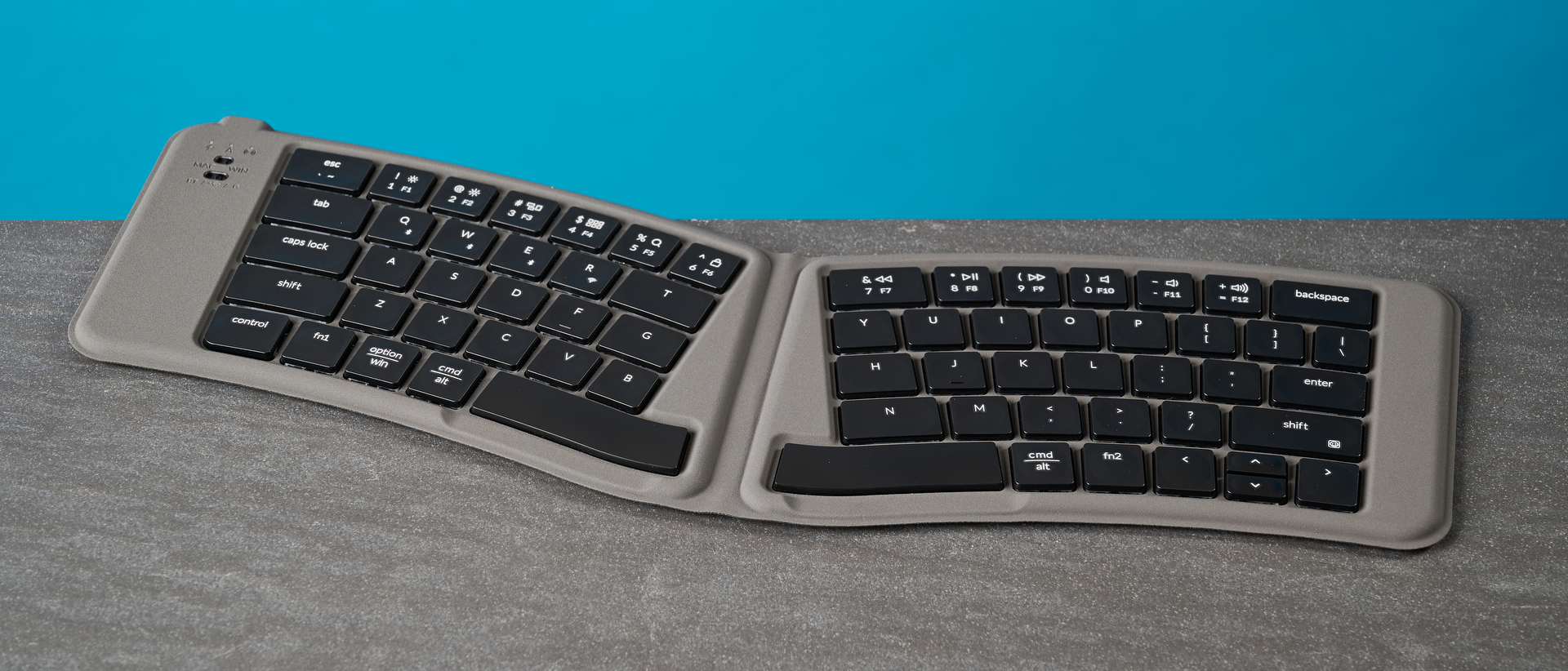 A black Keychron B11 Pro foldable keyboard