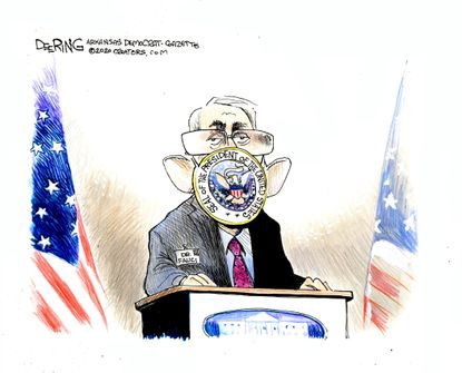 Political Cartoon U.S. Fauci sealed by White House Trump reserved speech