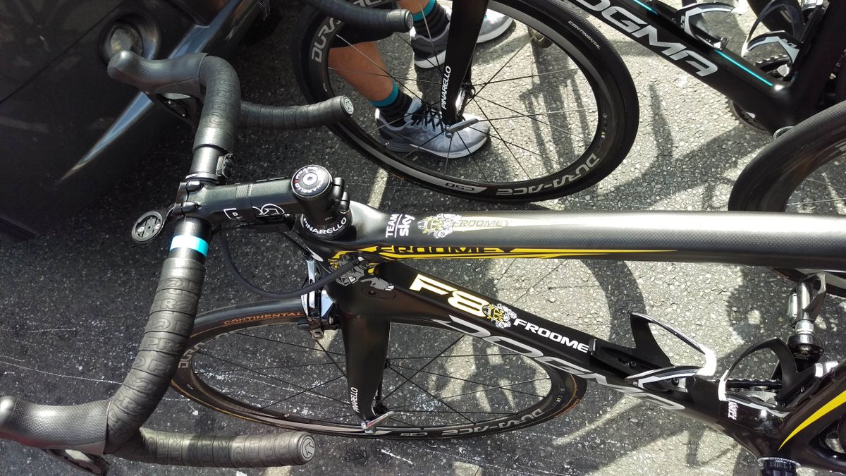 Just in case you were wondering whose bike it was Froome's name is all over it