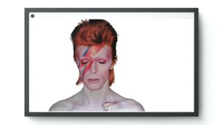 David Bowie as Ziggy Stardust on screen of Amazon Echo Show 15