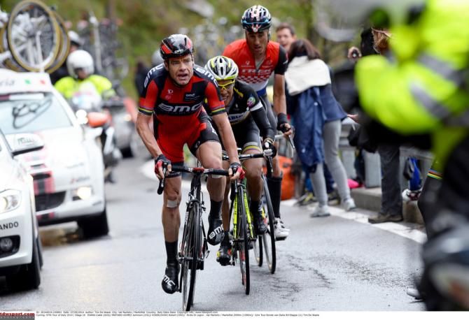 Cadel Evans (BMC) dropped to third overall after a cold and wet stage
