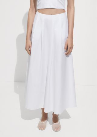 White Long Flared Skirt