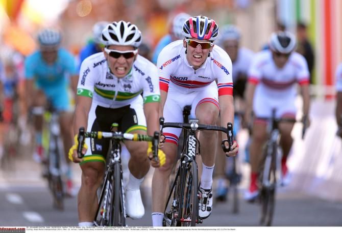 Caleb Ewan (Australia) proved himself the fastest finisher in the peloton but Sven Erik Bystrom's attack saw the Norwegian win gold