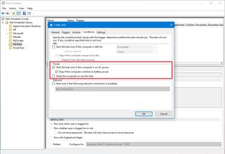 Task Scheduler power condition settings