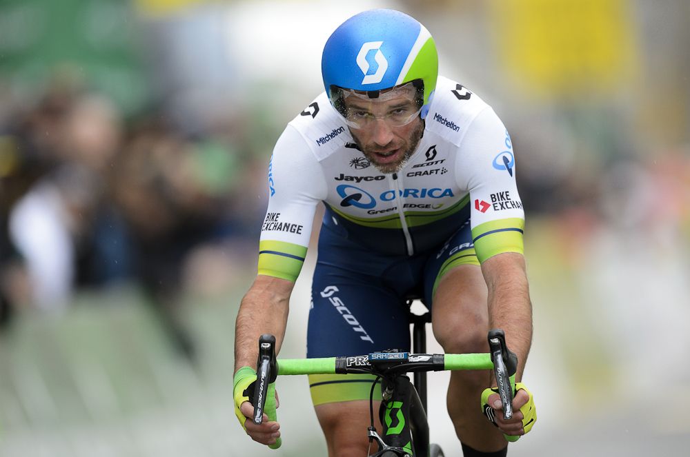 Michael Albasini of team Orica-Greenedge competes in the 3.95km prologue of the 70th Tour de Romandie