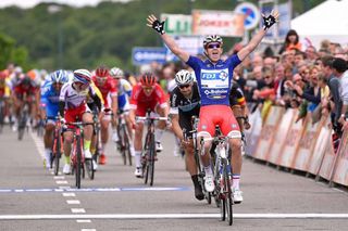 Arnaud Demare wins stage 3 in Belgium.