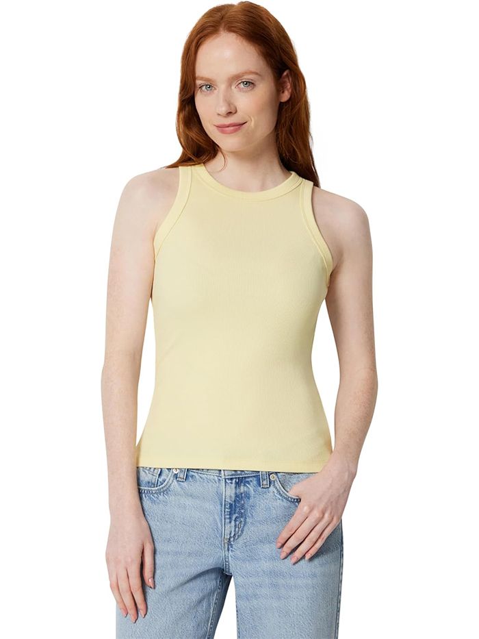 Amazon Essentials, Amazon Essentials Women's Slim-Fit High Neck Ribbed Tank, Pastel Yellow, Small