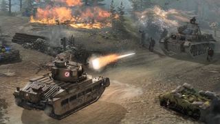 Company of Heroes 3: Final Stand trailer still - British tank firing at German tank