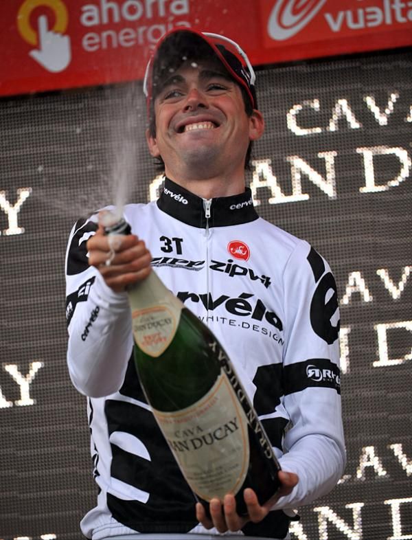 Philip Deignan (Cerv&eacute;lo TestTeam) celebrates his Vuelta stage win
