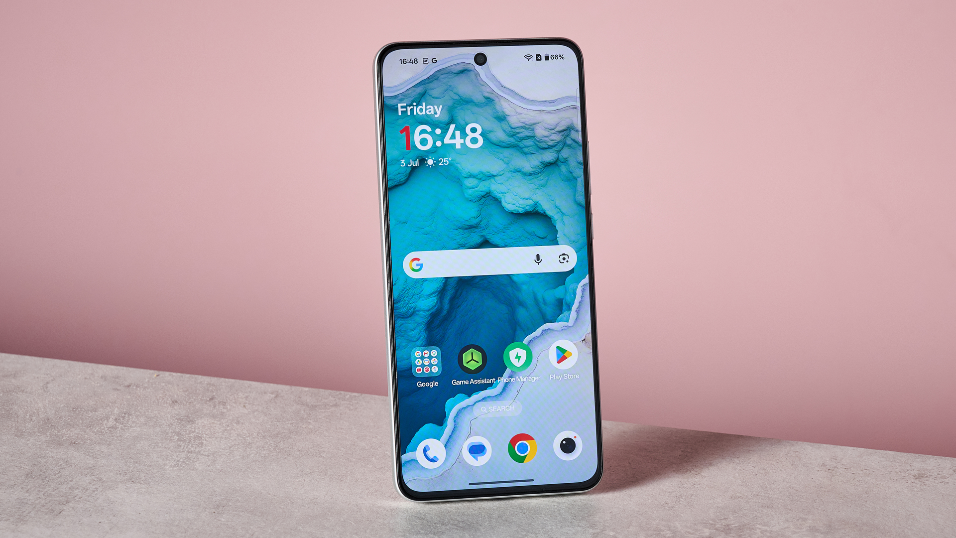 The OnePlus Nord CE5 showing its unlocked home screen.