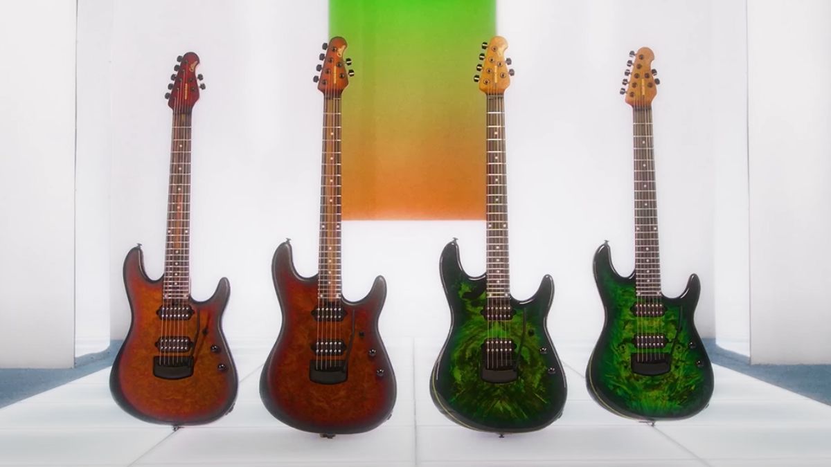 Four Ernie Ball Music Man Jason Richardson Cutlass guitars