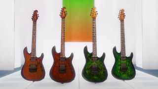 Four Ernie Ball Music Man Jason Richardson Cutlass guitars