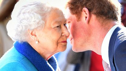 Queen Elizabeth II and Prince Harry attend at the annual Chelsea Flower show at Royal Hospital Chelsea