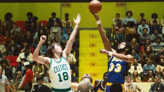Solomon Hughes, Tim Soergel in Winning Time during Celtics/Lakers game
