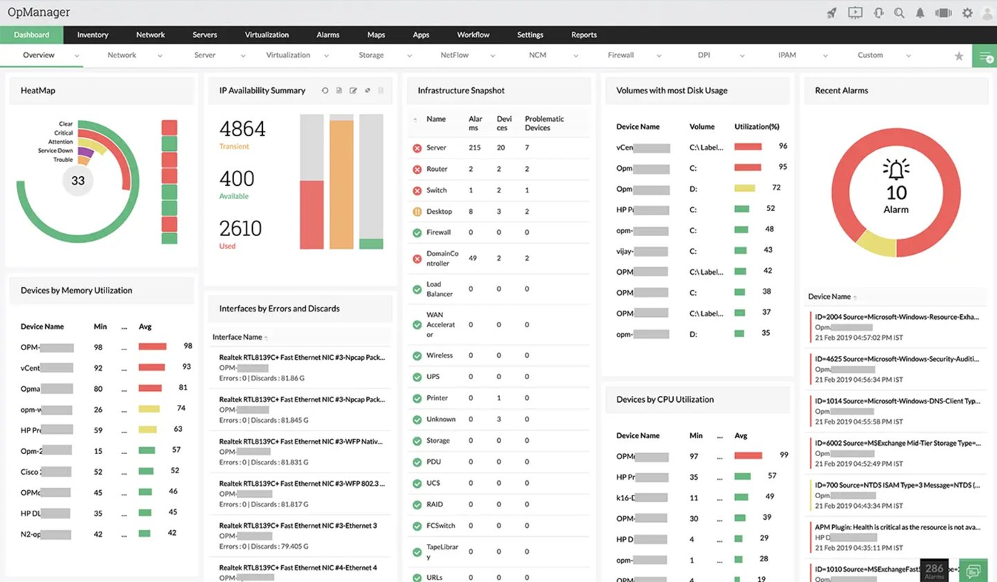 ManageEngine OpManager in use (September 2025).