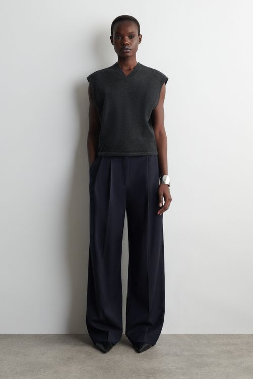 Relaxed Twill Wide-Leg Trousers
