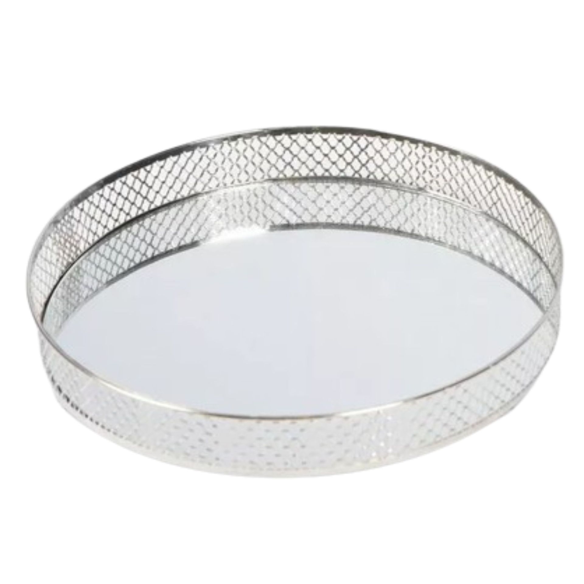 Metal mirror round tray