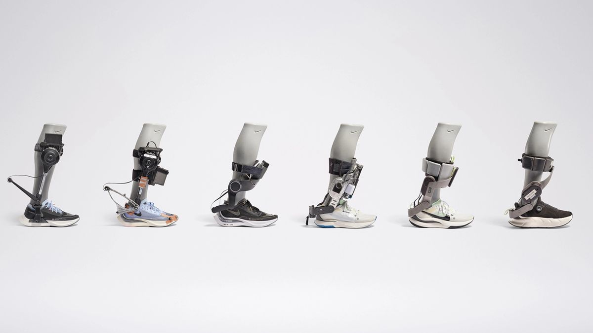 A set of prototypes for the Nike Project Amplify augmented footwear system
