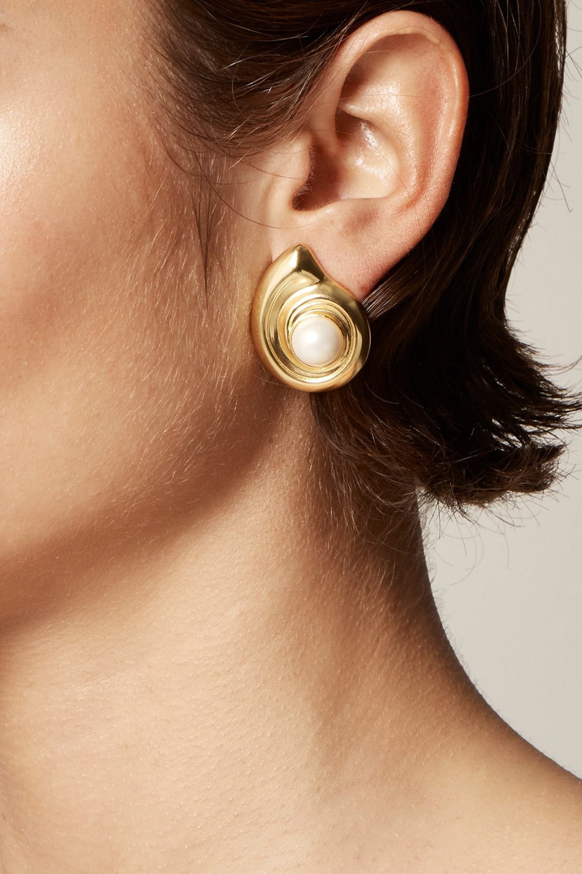 Shell Earrings With Inset Pearls