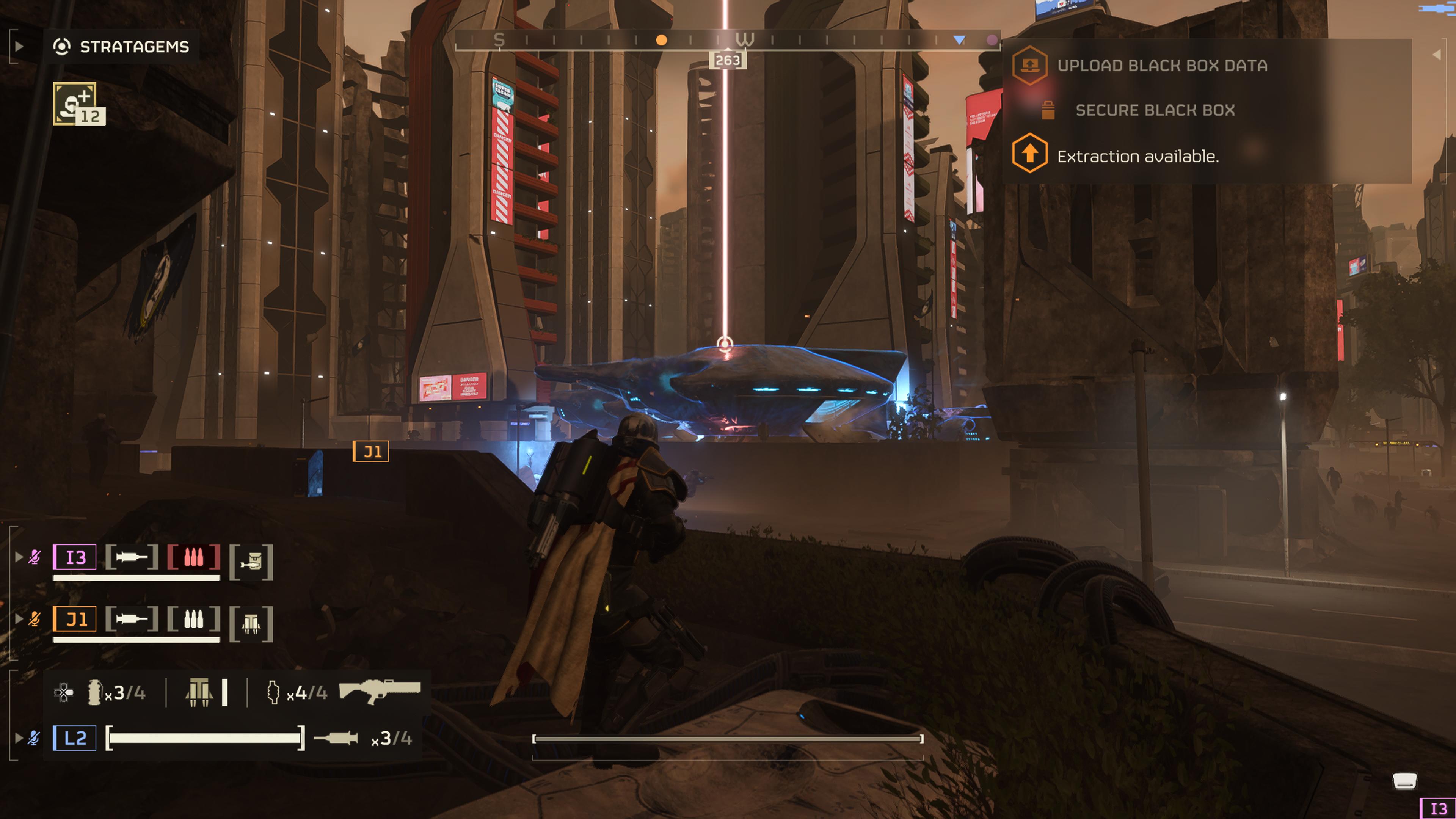 Helldivers fighting in an alien-occupied Super Earth in Helldivers 2
