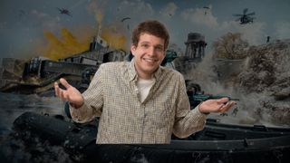 An image of Call of Duty: Warzone overlayed with a person shrugging