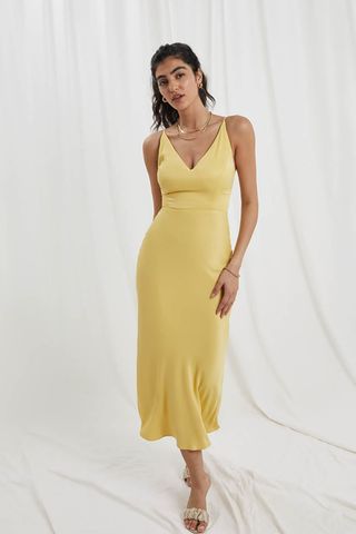 Bella Midi Dress in Mimosa Yellow