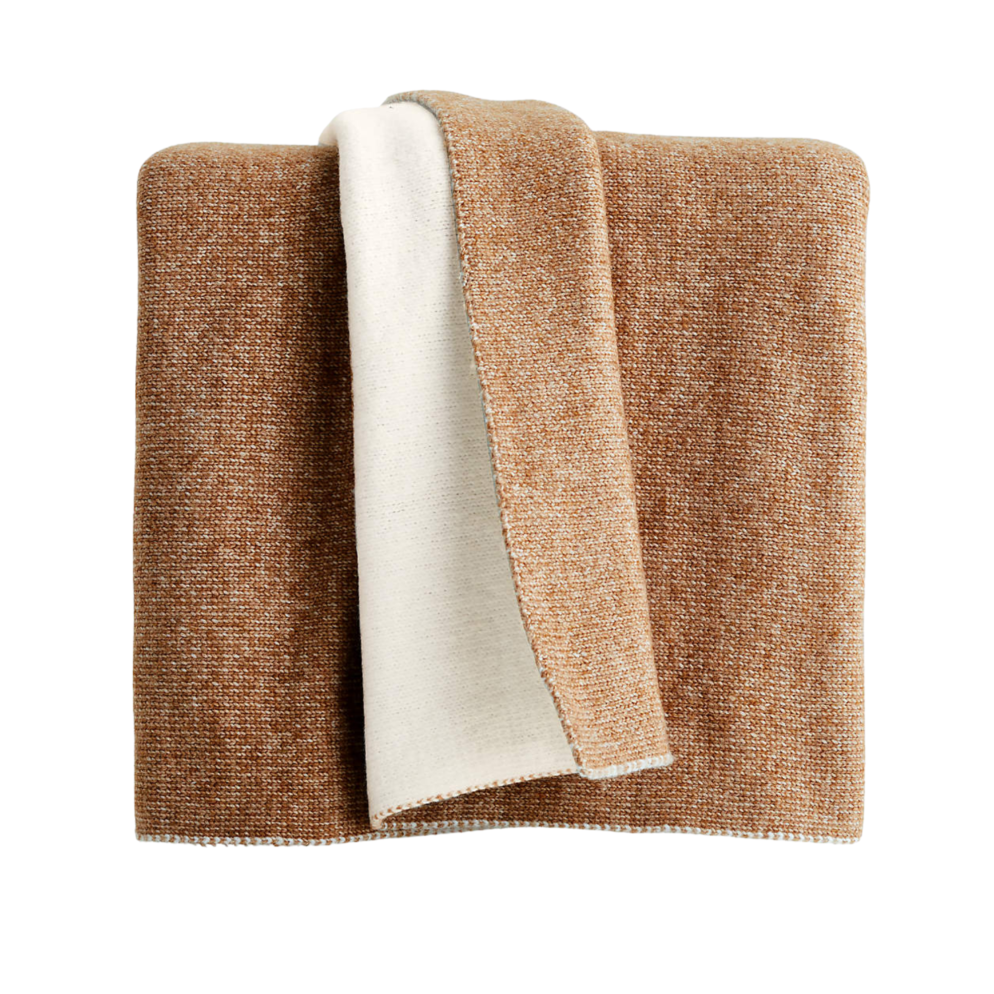 a reversible throw blanket in brown and white