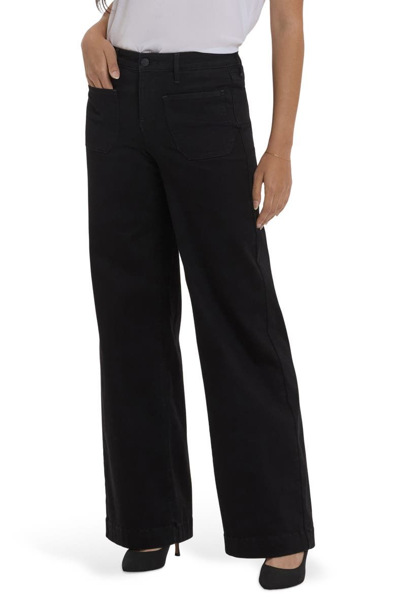 Teresa High Waist Wide Leg Jeans With Patch Pockets