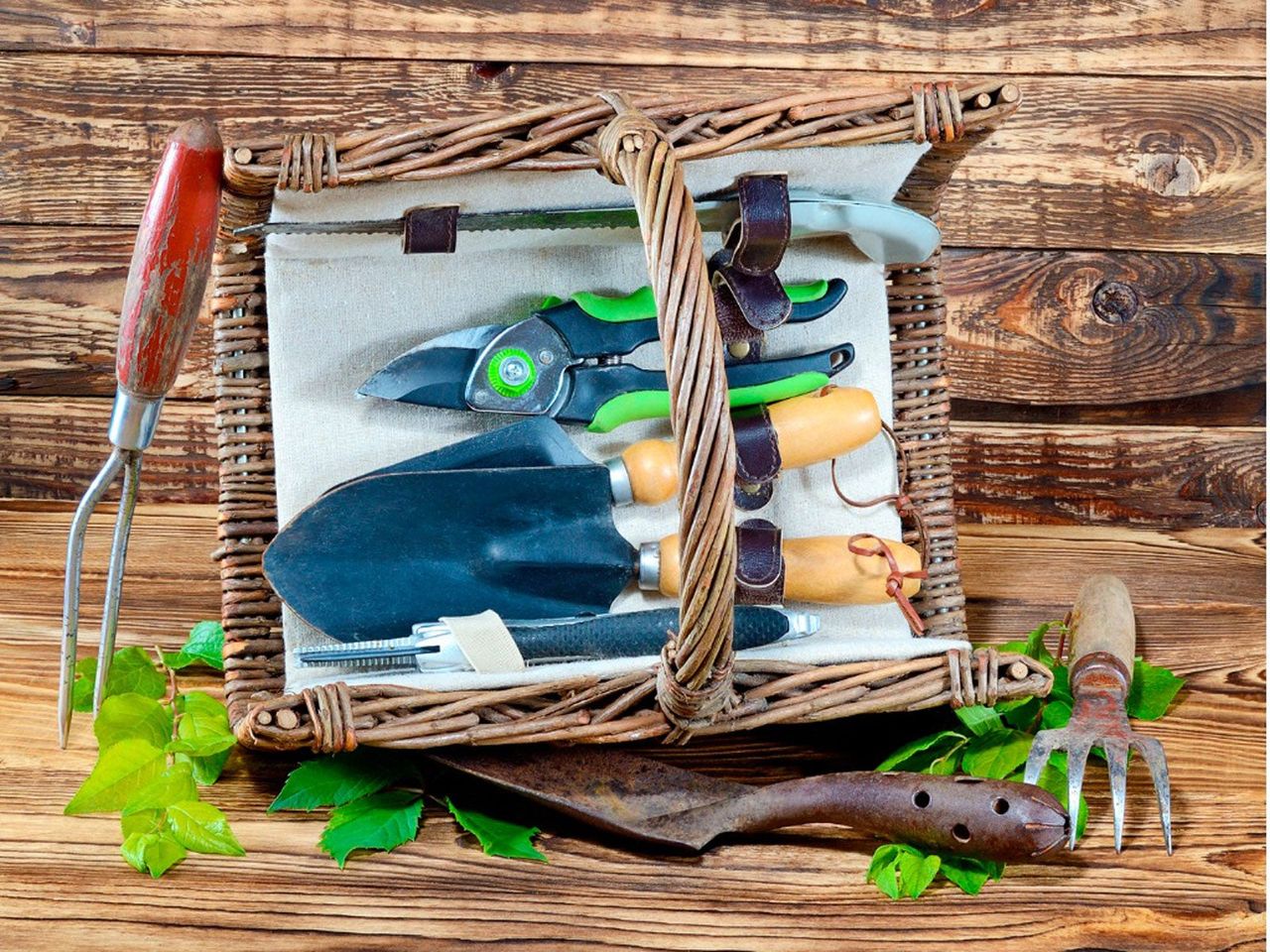 Garden Gift Basket Full Of Garden Tools