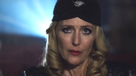 Gillian Anderson in a movie theater in Teenage Sex and Death At Camp Miasma