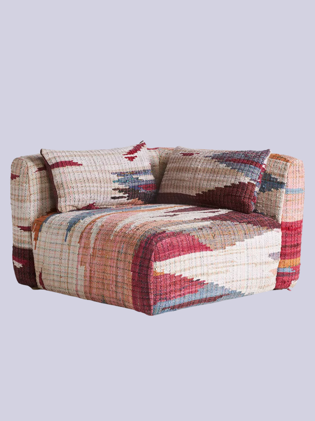 A patterned colorful corner sofa from Anthropologie